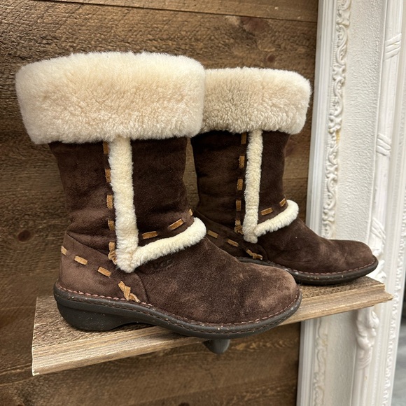 UGG Shoes - UGG Australia Brown Sheepskin Suede Boots Size 6 – Cozy & Stylish